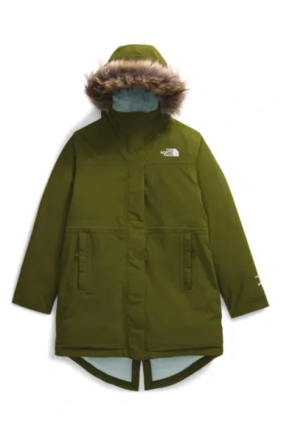 The North Face Kids' Arctic Waterproof 600-fill Power Down Parka In Forest Olive