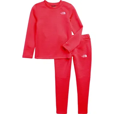 The North Face Kids' Dotknit Thermal Top & Leggings Set In Radiant Poppy