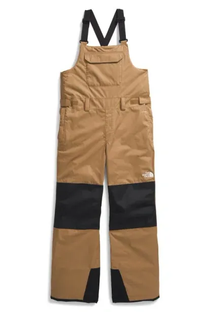 The North Face Kids' Freedom Waterproof Insulated Recycled Polyester Snow Bib In Utility Brown