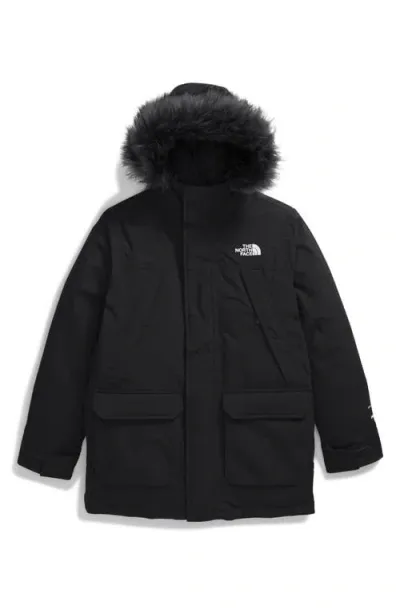 The North Face Kids' Mcmurdo Waterproof 550 Fill Power Down Parka With Faux Fur Trim In Tnf Black