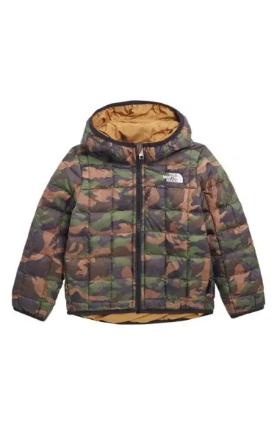 The North Face Kids' Reversible Thermoball™ Hooded Jacket In Tnf Black Tnf Camo Small Print