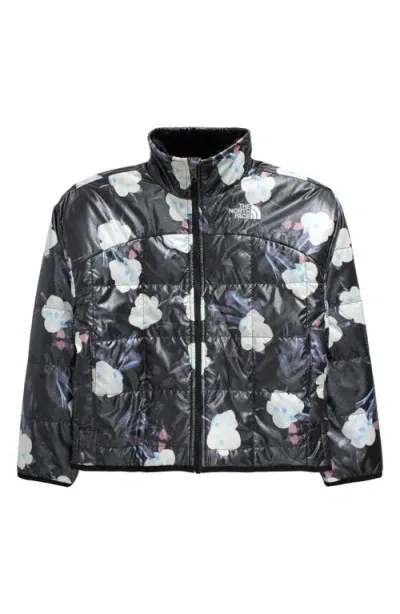 The North Face Kids' Shasta Reversible Jacket In Tnf Black Winter Flowers/foil