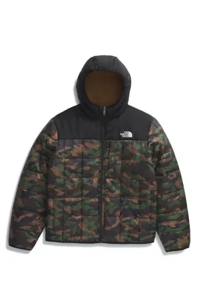 The North Face Kids' Shasta Water Repellent Reversible Hooded Jacket In Tnf Black Tnf Camo Small Print