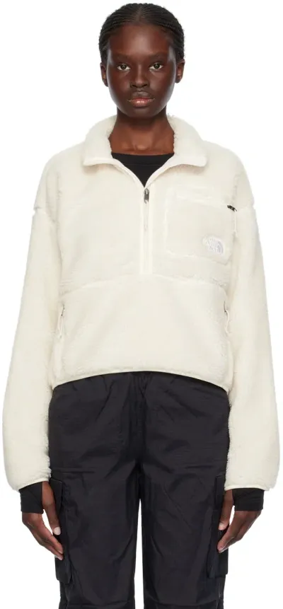 The North Face Off-white Extreme Pile Sweatshirt In White Dune/tnf Black