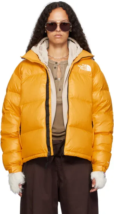 The North Face Ssense Exclusive Yellow 1996 Retro Shine Nuptse Down Jacket In 38a Summit Gold-shin