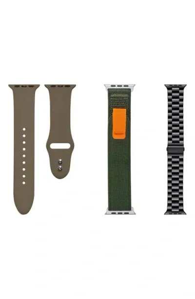 The Posh Tech Assorted 3-pack Apple Watch® Watchbands In Black/green/taupe