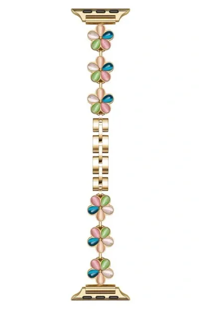 The Posh Tech June Flower Bracelet Apple Watch® Watchband In Gold Multi