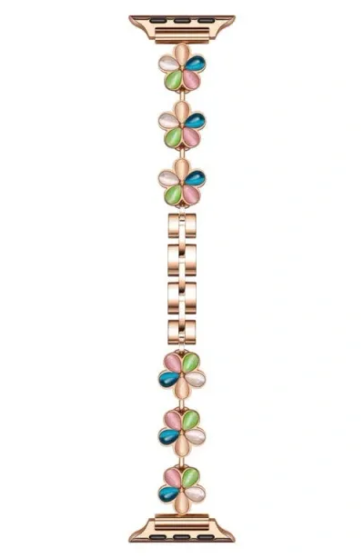 The Posh Tech June Flower Bracelet Apple Watch® Watchband In Rose Gold Multi