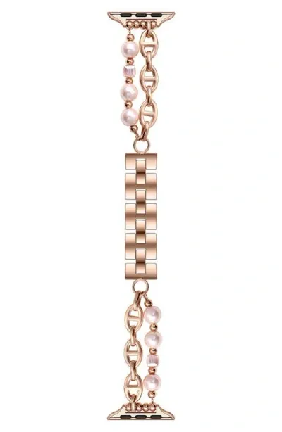 The Posh Tech Luna Imitation Pearl Apple Watch® Watchband, 42mm In Rose Gold