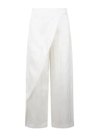 The Rose Ibiza Wrap Silk Trousers In White