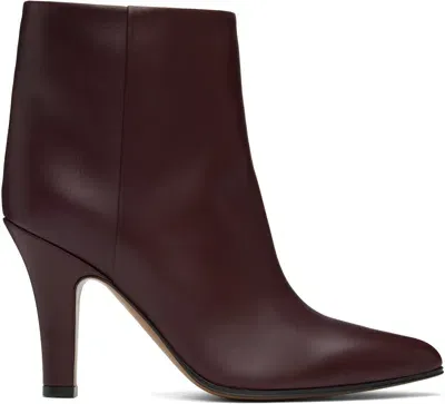 The Row Burgundy Prudens Boots In Brbg Bordeaubergine