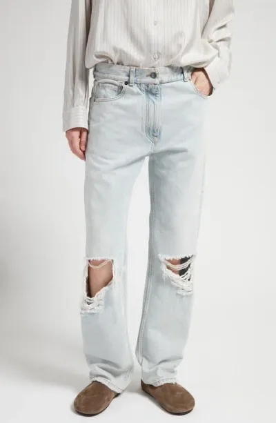 The Row Burty Distressed Straight-leg Jeans In Bleached