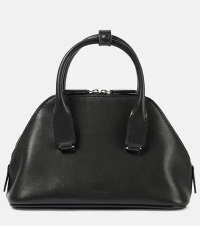 The Row Mini Devon Saddle Leather Top Handle Bag In Black