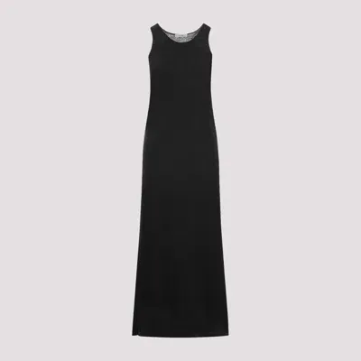 The Row Grey Farissa Knitted Maxi Dress In Dgm Dark Grey Melange