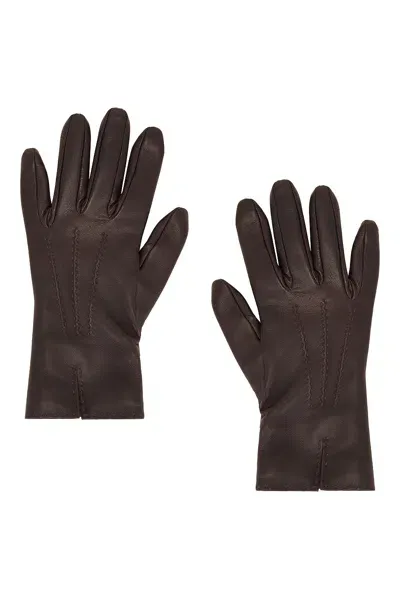 The Row Florence Gloves In Espresso