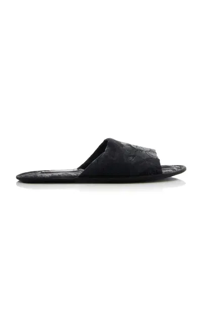 The Row 10mm Frances Satin Slide Sandals In Black