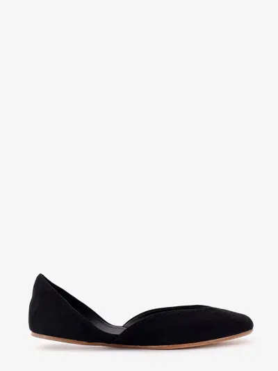 The Row Round Toe Flat Shoes In Schwarz