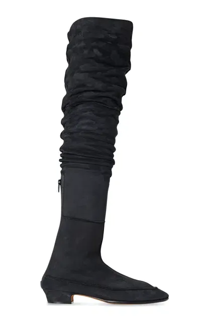 The Row Awar Suede Over-the-knee Boots In Black