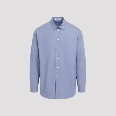 The Row Miller Cotton Oxford Shirt In Blue