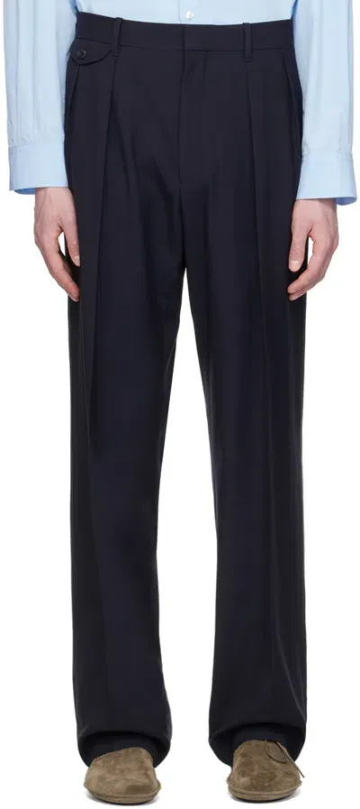 The Row Marcello Wool Pants In Navy