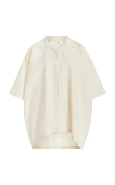 The Row Wen Oversized Wool-silk-linen Top In White