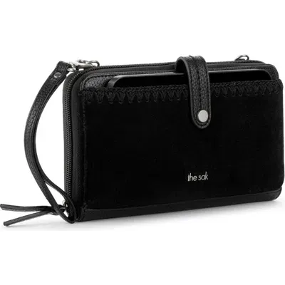 The Sak Iris Smartphone Crossbody In Black Suede Block