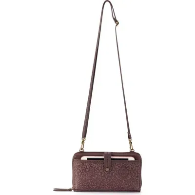 The Sak Iris Smartphone Crossbody In Mahogany Tile Emboss