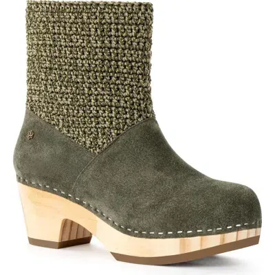 The Sak Paloma Clog Boots In Moss Suede