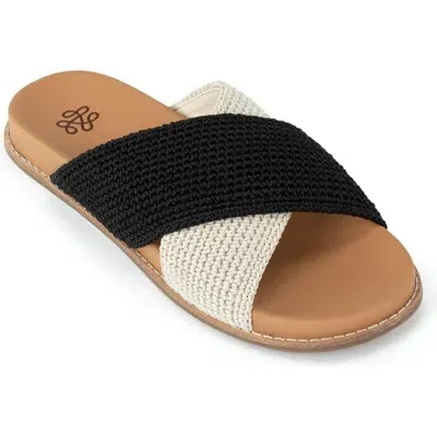 The Sak Penelope Slip On Sandal In Black/ecru Block