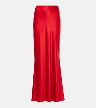 The Sei Silk Satin Maxi Skirt In Red