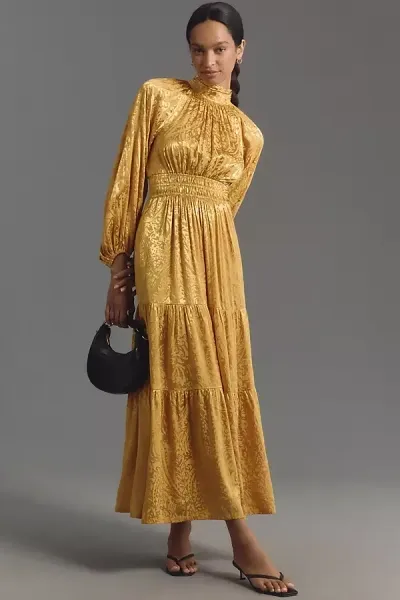 The Somerset Collection By Anthropologie The Somerset Maxi Dress: Mock-neck Edition In Yellow