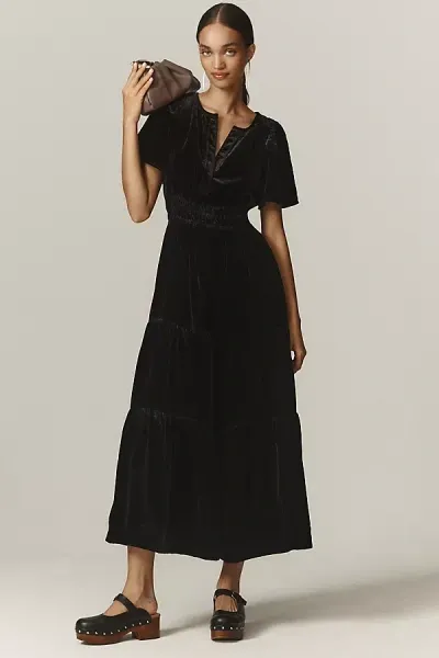 The Somerset Collection By Anthropologie The Somerset Maxi Dress: Velvet Edition In Black