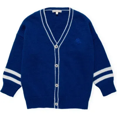 The Sunday Collective Kids' Classroom Wool Blend Cardigan In Bright Blue