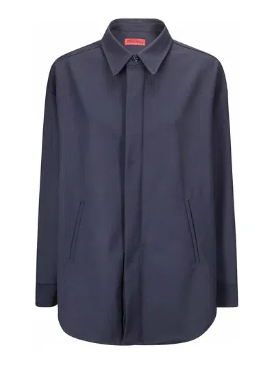 Thelatest Oversized Shirt Jacket In Blue