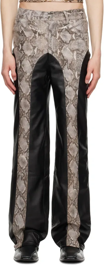 Theophilio Ssense Exclusive Black & Gray Stripe Leather Pants In Roccia/black