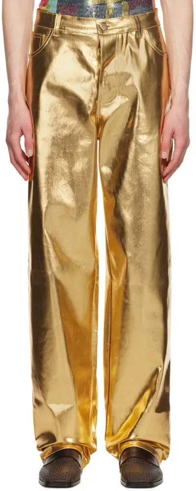 Theophilio Ssense Exclusive Gold Metallic Coated Jeans