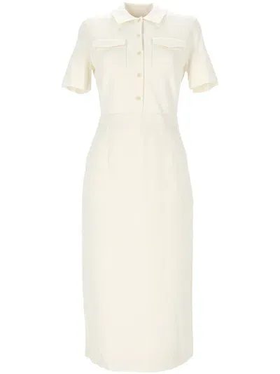 Theory Admiral Crepe Military Midi Dress In White