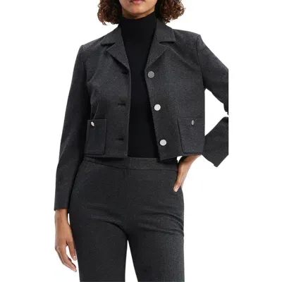 Theory Boxy Crop Jacket In Charcoal Melange