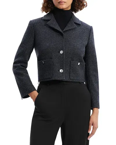 Theory Boxy Cropped Jacket In Charcoal Melange