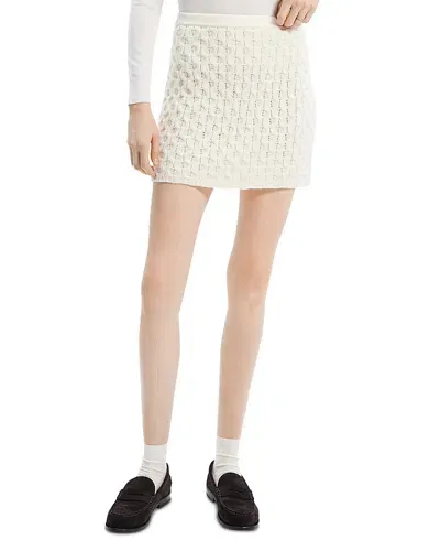 Theory Cable-knit Felted Wool-cashmere Mini Skirt In Ivory