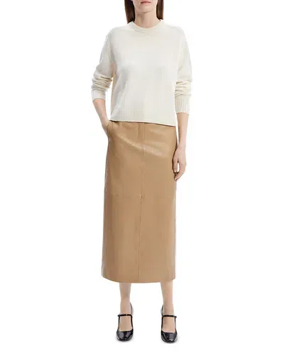 Theory Cashmere Cropped Sweater In Ivory