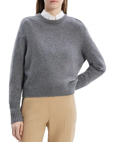 Theory Cashmere Cropped Sweater In Light Charcoal