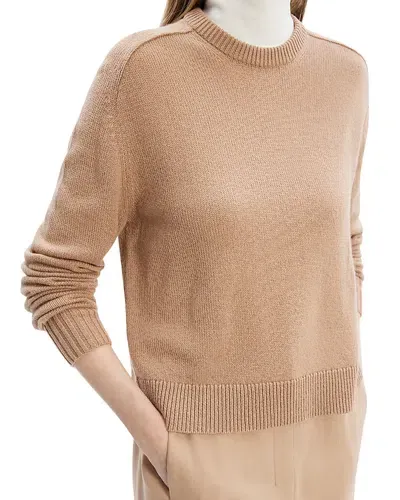 Theory Cashmere Cropped Sweater In Royal Camel