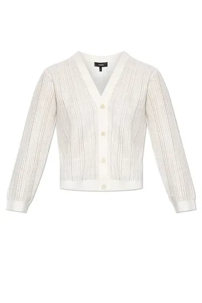 Theory Cropped Cardigan In Beige