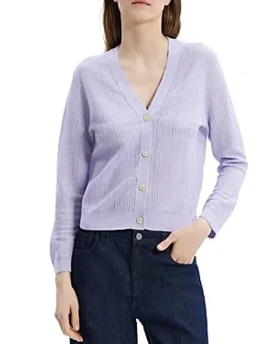 Theory Cropped Cardigan In Soft Iris