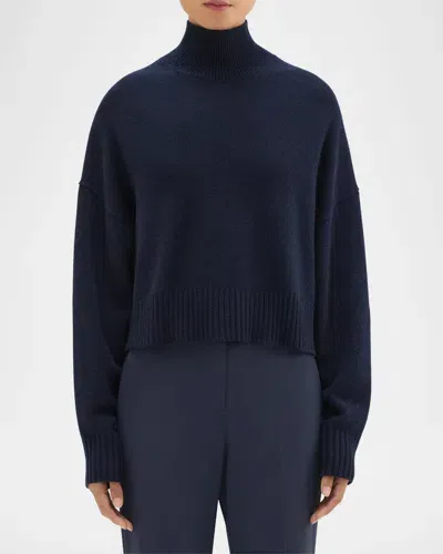 Theory Cropped Cashmere Pullover Sweater In Deep Navy