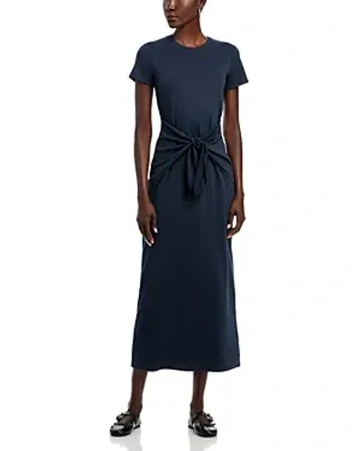 Theory Dakui Tie Waist Midi Dress In Nocturnal Navy