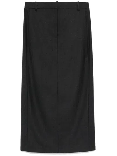 Theory Flannel Maxi Skirt In Black