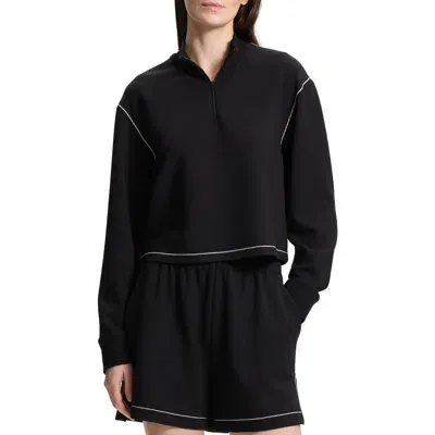 Theory Half Zip Crop Sweatshirt In Black