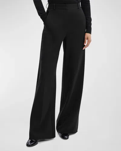 Theory High-waist Double-knit Trousers In Blk